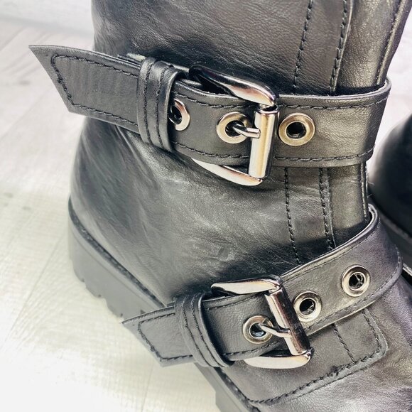 AU Air Underground Womens CARMINE Side Zip Black Combat Biker Boots Size 9.5 M - Picture 12 of 16